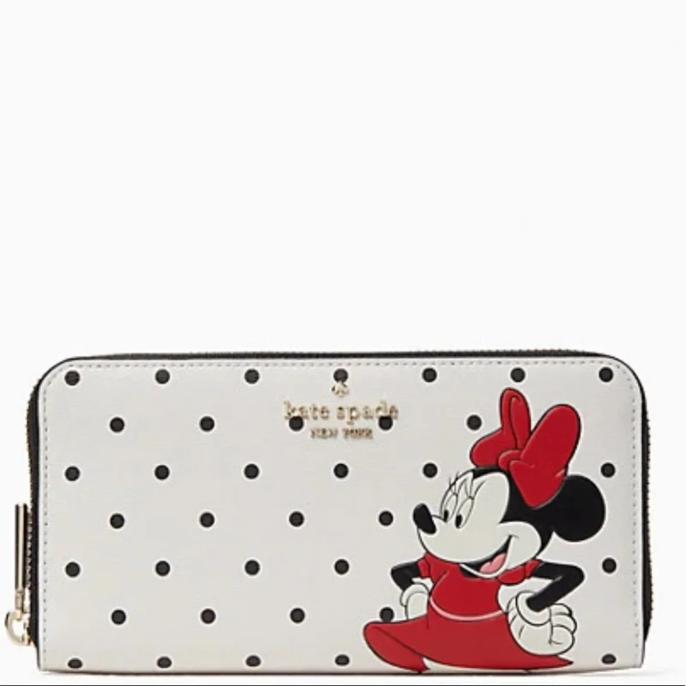 disney x kate spade new york other minnie mouse large continental wallet white